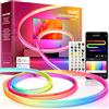 Nixtrve Striscia LED neon RGB 3 m, con controllo app, design fai da te, funziona con Alexa, controllo segmento, sincronizzazione musicale, LED neon per soggiorno, camera da letto, decorazione da
