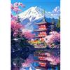 NEWENMO 5D Monte Fuji Diamond Painting per Adulti,Bella Fiori di Ciliegio Pittura Diamante Kit Completo,Tempio Giapponese Diamond Art Kits,Fai Da Te Diamant Painting Set,per Decorazione Casa 30x40cm