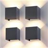 FUPE 4 Pezzi Applique da Parete Interno/Esterno G9 LED Antracite Cubo IP65 Impermeabile Lampada da Esterno Parete 3000K Bianco Caldo Quadrata Alluminio Angolo del Fascio Lampadine Sostituibile Applique