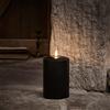 Lights4fun TruGlow® - Candela a pilastro a LED senza fiamma, con timer in cera nera, 15 cm