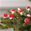 Lights4fun Ghirlanda Luminosa a 20 Funghi Rossi con LED Bianco Caldo a Pile con Timer Decorazione Natalizia per Interni