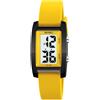 Gosasa Orologio digitale unisex alla moda, con numeri grandi, quadrante rettangolare, impermeabile, cinturino in silicone a LED, Giallo, Casual
