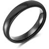Bling Jewelry Anello di nozze in titanio a cupola semplice nero per coppie per uomini e donne, vestibilità comoda 4MM