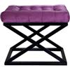 Atelier Del Sofa Elegante pouf con cornice in metallo, 50 cm x 42 cm x 40 cm | 100% poliestere Baby Face Fabric in Black & Purple Modern Living Space