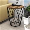 Hanah Home Modern Side Table with Metal Legs, Noce & Black, 46 x 57 x 46 cm | 100% Melamine Coated Particle Board, 18 mm di spessore, elegante design industriale per casa e ufficio