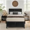 VECELO Telaio letto 90 x 200 cm, letto in metallo con testa in legno spessa e rete a doghe, moderno letto per gli ospiti con spazio sotto il letto, perfetto per camera da letto, colore nero