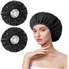 JOOTUEPO Cuffia riscaldante, 2 Pezzi Cappello termico, Cuffia Riutilizzabile Impermeabile Cuffia, Bagno Elastica Shower Caps, Doppio Strato Cuffie Capelli, per Donna Doccia Spa Salon Bagno