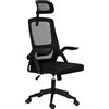 Altaudia Sedia da scrivania e ufficio di lavoro - Ergonomica regolabile e reclinabile - Bracciolo mobile, Testa, Poggiatesta, Funzione di inclinazione, Sedia girevole, Supporto lombare, Nero