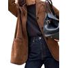 LLECDASEUI Donna Oversize Giacca in Camoscio Casual Inverno Autunno Abiti Cappotti giacche Blazer in Ecopelle (Marrone,M)