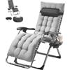 VEVOR Poltrona Relax a Gravità Zero Reclinabile 645 mm, Lettino Relax da Giardino Cortile, Lettino Antigravità Regolabile con Cuscino, Poggiatesta, Poggiapiedi, Portabicchieri Carico 226,8 kg Grigio