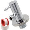 AERZETIX - Valvola d'Arresto ad Angolo 1/2x3/8 - in Ottone con Rivestimento Nichelato - con Rosetta e Guarnizione in PTFE - Raccordo Rubinetto Acqua Potabile Sanitaria per Lavello Bagno Cucina