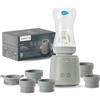 Nuvita 1164 Mix70 Scaldabiberon Portatile 70°C con Funzione Mescolamento, 5 Temperature fino a 70°C, Universale con 6 Adattatori Inclusi, Batteria Ricaricabile, Display LED, Senza BPA