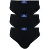Armata di mare 3 Slip Mutande da Uomo Cotone Elasticizzato con Elastico Interno e Scritta Bianco Nero Grigio Blu (4/M, Nero)