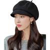 FEOYA Cappello Donna Invernale Berretto Classico Beanie Vintage Elegante Cappellino con Visiera A-Nero