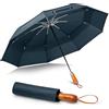 ZOMAKE Ombrello Pieghevole 54 Inch,Ombrello Pioggia Antivento Robusto con Doppia Tettoia,Ombrelli Pioggia da viaggio Resistenti Da Viaggio Con Manico in Legno per Uomo Donna(Blu Zaffiro)