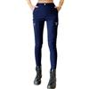 Nuofengkudu Pantaloni Aderenti Cargo Donna Elasticizzata Vita Alta Tasche Zip Laterale Skinny Gamba Lavoro Slim Fit Utility Leggings Pull on Passante Stretch Pants Teenager Streetwear Gotico Nero 2XL