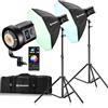 Bresser Kit Luci LED Studio 2x 135W RGB con Softbox Controllo App & Attacco Bowens per Foto & Video