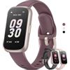 TIFOZEN Smartwatch Donna Uomo, 1,47'' Orologio Smartwatch con Cardio SpO2 Sonno, 24 Modalità Sportive Fitness Tracker Contapassi Orologio Digitale Smartband per Android iOS, Oro Rosa Opaco/Viola Fumé