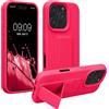 kwmobile 1x Custodia Compatibile con Apple iPhone 16 PRO - Cover Supporto Dita - Back Case per Smartphone - Protezione Gommata Rosa Shocking