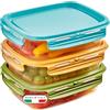 Snips Lock Mixcolor - Set 3 Contenitori per Alimenti 1,4L, Coperchio Salva Freschezza con 4 Chiusure di Sicurezza, Contenitore per Cibi 22,5x17,7x11 Frigorifero, Microonde, Lavastoviglie Made in Italy