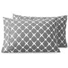 Elegant Comfort Set di federe di lusso ultra morbide, 2 pezzi, in microfibra spazzolata di alta qualità, 1500, di alta qualità, resistente alle pieghe, standard/queen, motivo Bloomingdale grigio