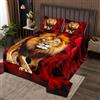 Homemissing Set di biancheria da letto matrimoniale con copriletto trapuntato per San Valentino, motivo floreale con rose rosse, per donne e uomini, 3 pezzi, con 2 federe