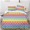 Tomifine Copripiumino arcobalenoper con motivo a righe arcobaleno multicolore set di biancheria da letto con cerniera e 2 federe per bambini ragazze ragazzi (135x200cm+50x75cmx2,Rosso Blu)