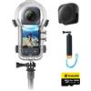 Insta360 X3 Kit Case Subacqueo Invisibile - Action Cam 360 impermeabile con sensore da 1/2'', foto 360 da 72MP, video 360 5.7K, stabilizzazione, vibrazione, editing IA, live streaming, webcam