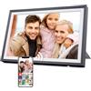 Fine Life Pro Cornice digitale 32 GB, 10,1 pollici, Wi-Fi, touchscreen, HD 1280x800 IPS, rotazione automatica, condividi le foto sempre e ovunque tramite l'app Frameo/Uhale, nero