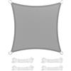 SONGMICS Vela Parasole 3 x 3 m, Tenda da Sole in Tessuto HDPE, Permeabile all'Aria e all'Acqua, per Terrazza, Giardino, Balcone, Campeggio, Quadrata, Concava, Corde da 2 m, Grigio Chiaro GSS33QY