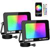 SKYWORLD 2 Pezzi Faretto Led Esterno RGB, 30W 3000LM Faretti Colorati
