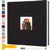 Semfalbuums Album Fotografico Autoadesivo 33x32 CM in Lino Album Portafoto Personalizzabile Scrapbook Photo Album Fotolibro Ricordi Nascita Matrimonio Travel Journal Guest Book, 60 Pagine Nero