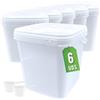 Üka Pack 6 Secchi Bianchi in Polipropilene da 5,4 L - 20x20x20,5 cm. | Secchi di Plastica Rigida con Coperchio. Contenitori Ermetici per Alimenti. Vuoti con Manico. Design Impilabile. Senza BPA.