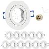 GeyouLux 12x Faretti LED da incasso 230V IP44 cornice con presa GU10 Faretti LED Soffitto in Alluminio Bianco Foro da 68mm Faretti da incasso per cartongesso bagno cucina Rotondo