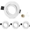 GeyouLux 4x Faretto Incasso Cartongesso GU10 Orientabili Alluminio Bianco, Cornice Faretti led da incasso per cartongesso Rotondo Portafaretto incl. Portalampada GU10 per LED e Alogeno, Foro ø75mm
