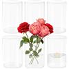 CiciIng 6 pezzi da 8,5 x 15 cm Vaso in vetro cilindrico, piccole vasi in vetro, vaso in vetro trasparente per fiori, vaso da tavolo per fiori, candele in blocco, candele galleggianti, verde
