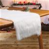 COLOFALLA Runner da Tavola Natalizio Inverno Peluche Bianco Nevoso Pelliccia Sintetica Tovaglia Natalizia Copritavolo Decorazioni Tavola Centrotavola Natale