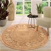 TT Home Tappeto Fibra Naturale Juta Soggiorno Rotondo Etnico Boho Fatto A Mano Bordura, Colore:Natura 2, Dimensione:120 cm Rund