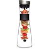 GLASWERK Caraffa di Design - Brocca con Spiedo per Frutta, Coperchio e Impugnatura in Acciaio Inox, Elegante Caraffa per l'Acqua in Vetro Borosilicato, 1 L