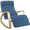 Brigros WeHome - Sedia A Dondolo Swing Amor Con Braccioli In Legno, Rocking Chair, Poltrona A Dondolo Con Poggiapiedi Regolabile, Poltrona Salotto, Poltrona Camera Da Letto (Tessuto, Blu)