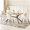 JIJIAN Set da Pranzo con Tavolo da Pranzo in Legno Chiaro e 4 Sedie Beige, Tavolo da Pranzo Rettangolare di 140x80x76 cm con 4 Sedie da Pranzo in Lino a Design Ergonomico, per Soggiorno, Cucina