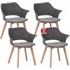Albatros International Albatros Aalborg, set da 4 sedie da pranzo, gambe in legno di faggio massiccio, design scandinavo, comoda sedia da cucina, sedia da pranzo per tavolo da pranzo
