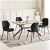 JIJIAN Set da Pranzo con Tavolo in Legno Chiaro e 4 Sedie Nere, Tavolo Rettangolare (140 x 80 x 76 cm) con 4 Sedie da Pranzo in Lino a Design Ergonomico, per Sala da Pranzo, Cucina e Salotto