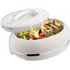 Pinnacle Elegante casseruola ovale isolata grande - coperchio aperto con una mano - 0,9 l - scaldavivande di lusso - ciotola termica per buffet/feste - contenitore per alimenti caldi in acciaio inox - argento