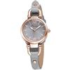 Alienwork Orologio Donna Oro rosa Bracciale in Cuoio Grigio Retrò Elegante Piccolo