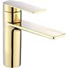 Rea Storm Gold Rubinetto Lavabo Basso Miscelatore Da Bagno In Ottone Miscelatore Monocomando Caldo E Freddo Regolabile (Oro Chiaro) 15x4,2x15cm