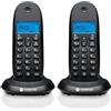Motorola Voice Motorola C1002CB+ - Confezione da 2 telefoni cordless digitali DECT - Modalità blocco chiamate, ID chiamante, vivavoce, rubrica da 50 numeri, schermo retroilluminato - Nero