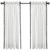 Lush Decor Tenda con pompon, in tinta unita, stile vintage chic, per soggiorno, sala da pranzo, camera da letto (singola), nero, 127 cm di larghezza x 160 cm di lunghezza