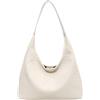Amszke Borsa tote in pelle da donna, a tracolla con manico superiore, hobo, grande capienza, morbida, vegana, da portare sotto il braccio, bianco