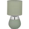 Relaxdays Lampada da Tavolo, Abat Jour Paralume in Tessuto, Base Acciaio, E14, HxD: 32x18 cm, Luce Comodino Letto, Verde